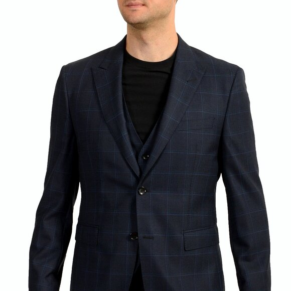 Hugo Boss Men's "T-Rouven/Wain1WE" 100% Wool Plaid Vest & Blazer US 42R IT 52R - Picture 1 of 10